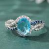 Luxury Sparkling Blue Synthetic Zirconia Wedding Silvery Plated Ring Women's Fashion Elegant Engagement Jewelry Accessories Gift