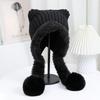 The New Autumn and Winter Cat Ear Double Tail and Two Wool Knitted Cap Is Windproof Ear Protecting  Warm Fashionable  Versatile and Cute Woolen Cap