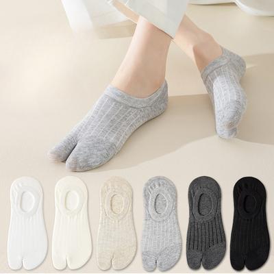Split-toe Boat Socks, Women's Summer Cotton Socks, Non-dropping Heel Two-finger Socks, Pig's Hoof Shoes, Short Socks, Invisible Shallow Socks
