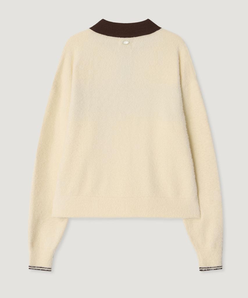 MELLY&ROSE Fluffy Stripe Polo Knit (310255)_Cream