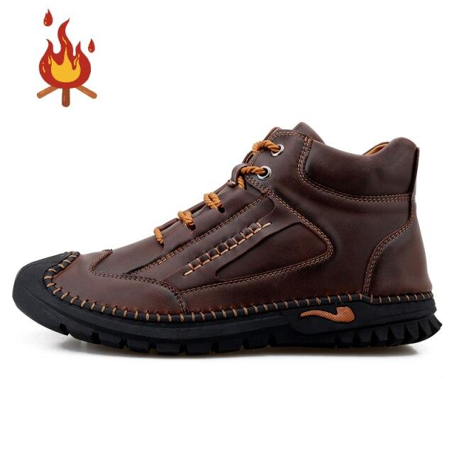 Männer Weiche Wanderschuhe Sommer Männliche Schwarze Lederschuhe Große Größe Mode Lässig Leder Sneakers Winter Warme Pelzschuhe