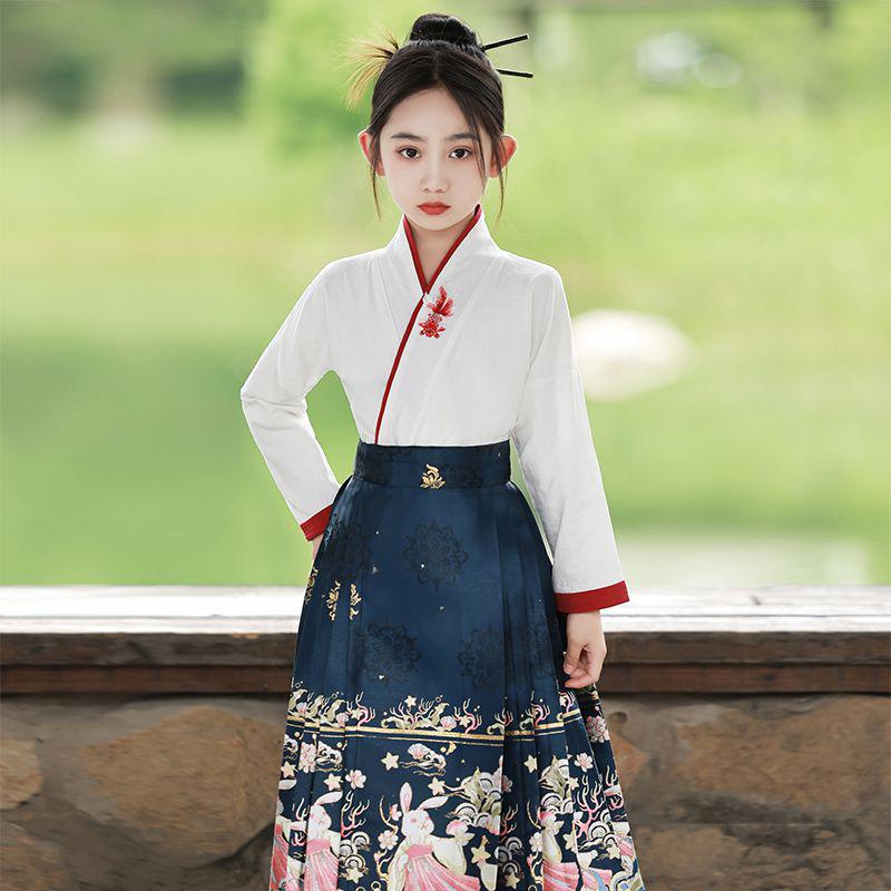 Girls' Chinese-Inspired Summer Hanfu Set – Ming & Tang Dynasty Style