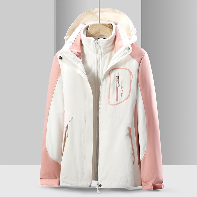 

Autumn and Winter Three-in-one Two-piece Set, Windproof and Waterproof Outdoor Jacket, Women s Fleece Jacket, Thickened with Velvet M