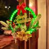 2025 LED Christmas Wreath Hanging Decoration with 8 Light Flashing Functions & Timer LED String Lights Home Window Ornament Lamp