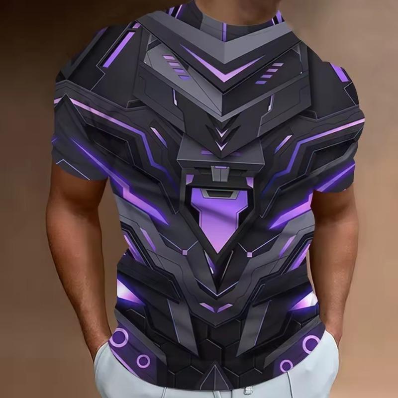 Fashionable Technology Style Men's T-shirt 3D Printed Men's T-shirt Street Short Sleeved Loose T-shirt