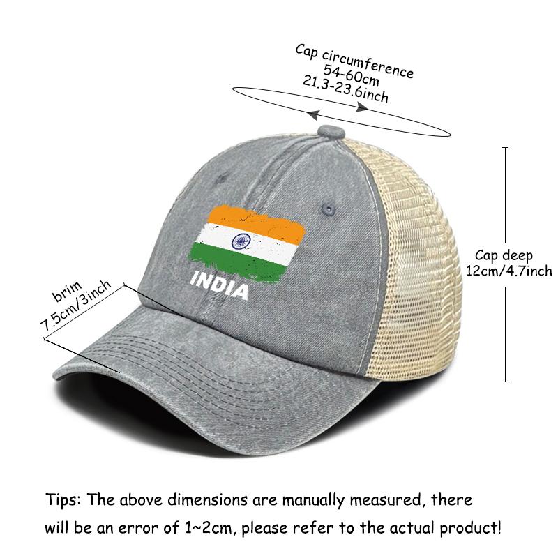 INDIA Flags Print Snapback Mesh Cap Snapback Cap Breathable Sporting Adjustable Baseball Hat Perfect For Urban Style