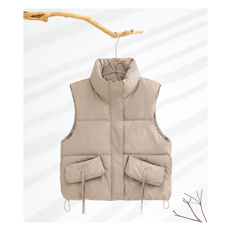 Plus Size Cotton Vest Women's Fall and Winter Loose Stand-up Collar Cotton Undershirt Shoulders Sleeveless Jacket Fashion Waistcoat