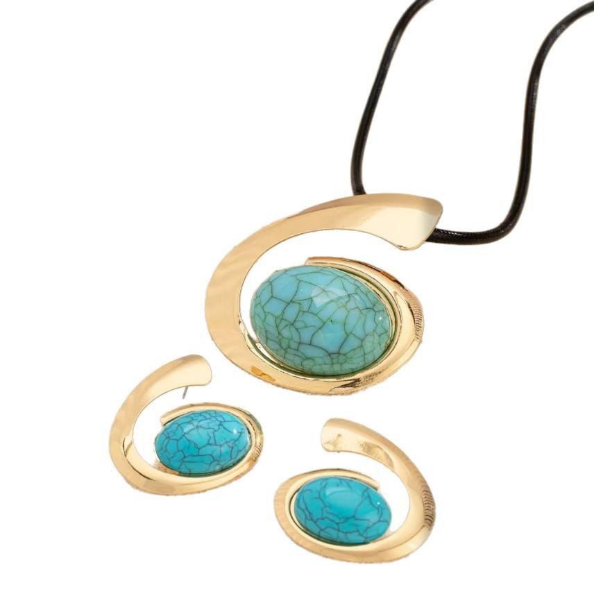 New, fashionable exaggerated spiral snail personalized design pendant necklace stud earrings necklace set