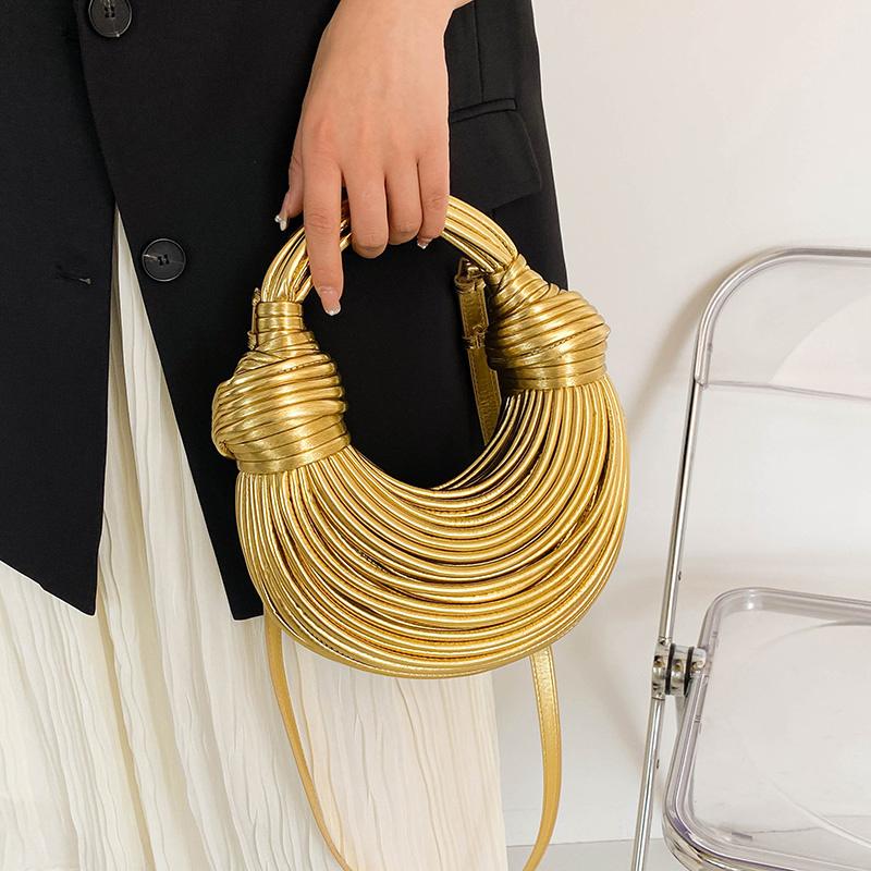 Handbags For Women New Gold Luxury Designer Handwoven Noodle Bags Rope Knotted Pulled Hobo Silver Evening Clutch Chic