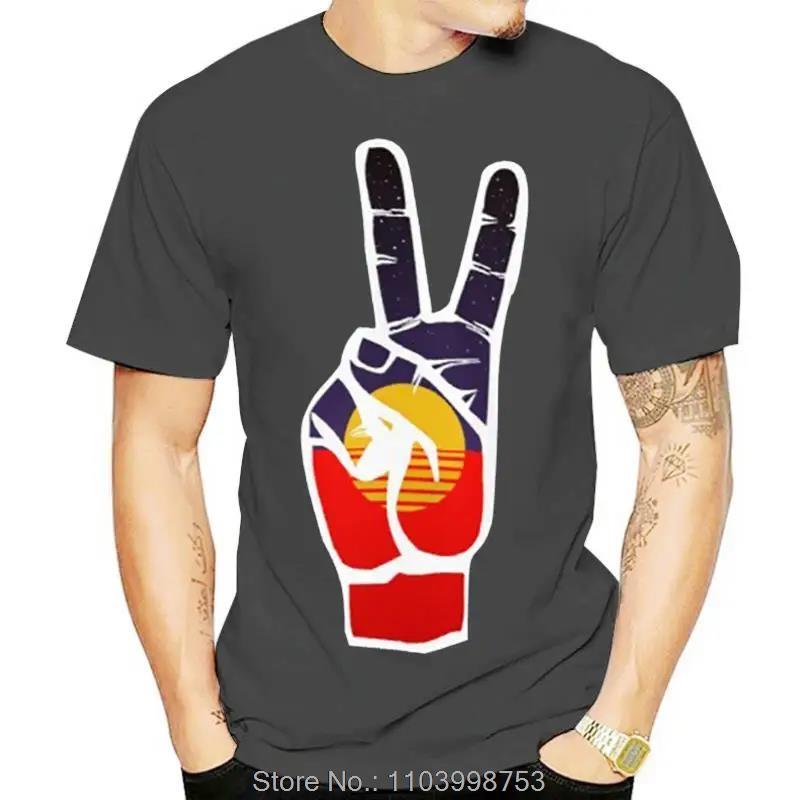 Outback Sunrise Sunrise Australian Pride Peace Sign Love Harmony Nature Aboriginal Flag TShirt Unisex Cotton Tshirt Casual T Shirt