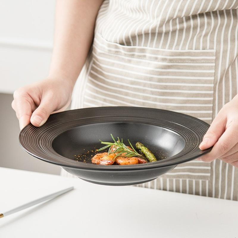 Spaghetti Straw Hat Plate Soup Plates Steak Dish Salad Western Food Plates Household Kitchen Restaurant Ceramic Tableware New