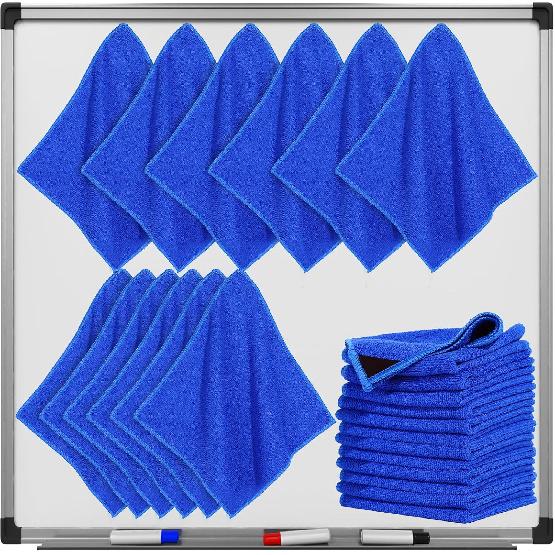 Nuenen 24 Packs Magnetic Cleaning Cloth Microfiber Dry Erase Eraser Magnetic Whiteboard Eraser Reusable Washable Dry Erase Cloth for Office Classroom 24