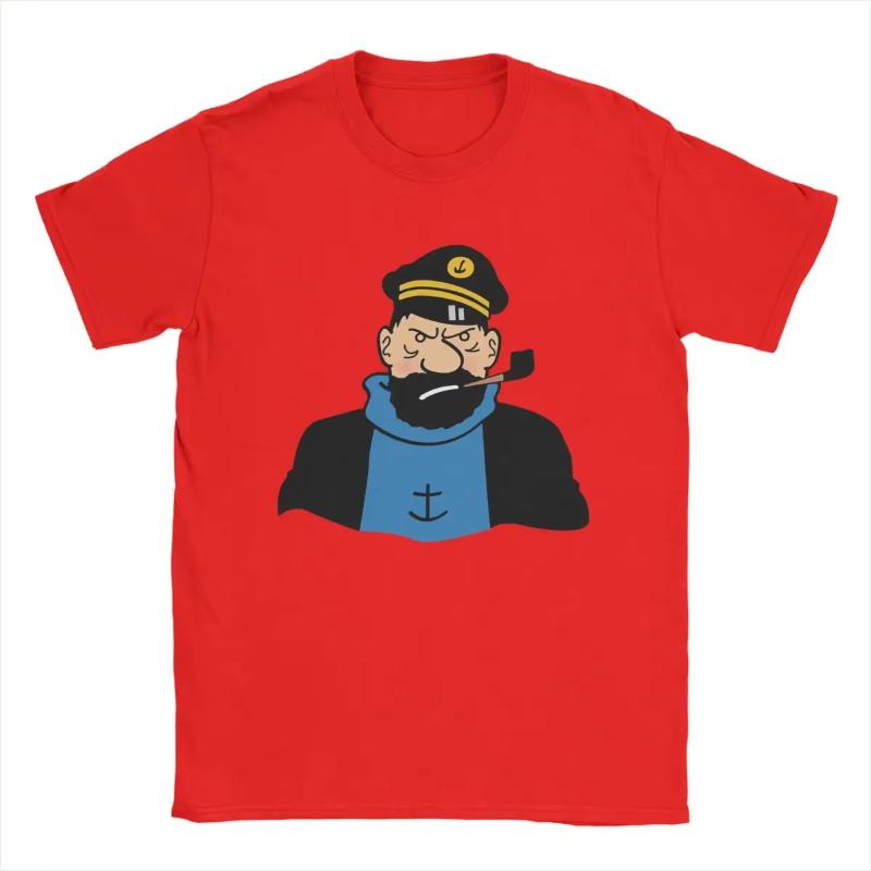 Haddock Captain Unisexs Tshirt Impressive Cartoon Tshirt Round Neck Short Sleeve Tshirt Cotton Large Size Clothing S