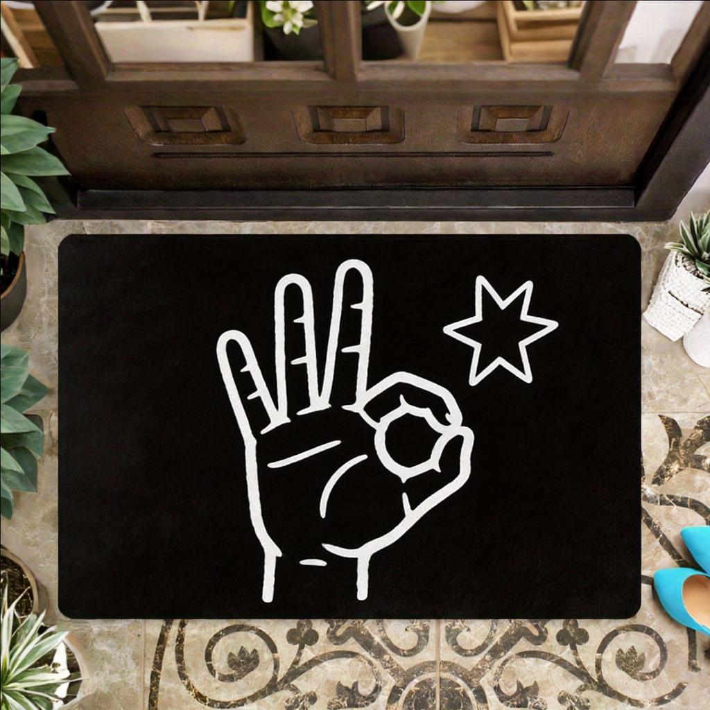 Liebes Handzeichen Fußmatte 1 Stück – Schwarz Weiß ASL Zeichen mit Herz, Verspielte Indoor-Fußmatte für Eingang und Wohnzimmer
