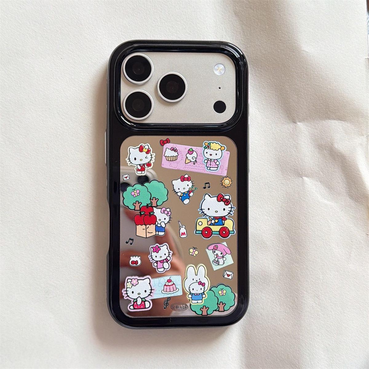 

Anti-Drop Side View Mirror KT Cat Phone Case for iPhone 15/16/17 Pro Max, Compatible with 13/14 iPhone 15 Pro