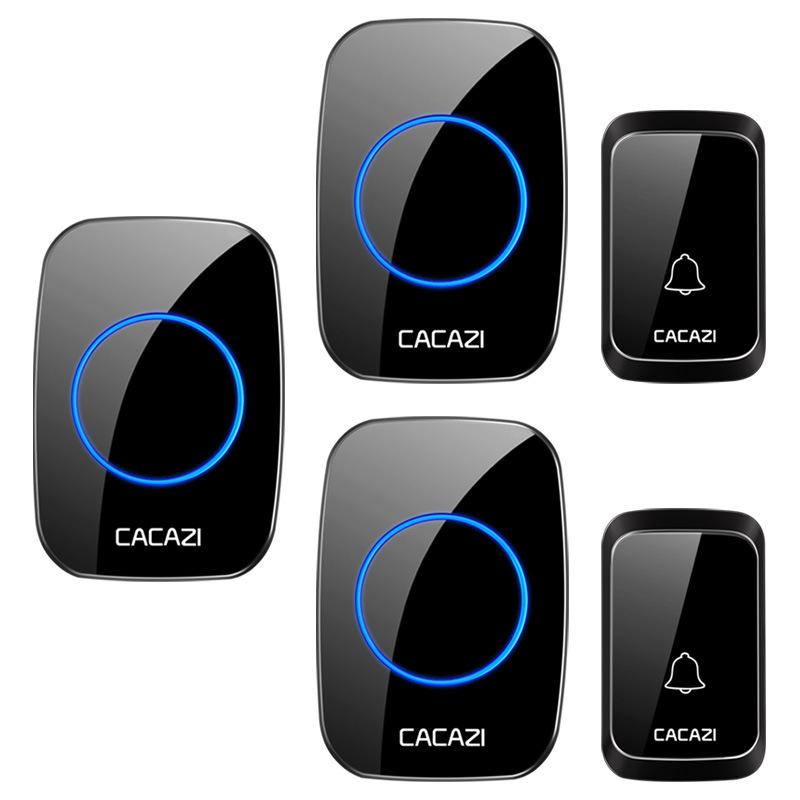Wireless Doorbell Set: 2 Transmitters, 3 Receivers, Waterproof, Battery-Powered, No Plug-in Required