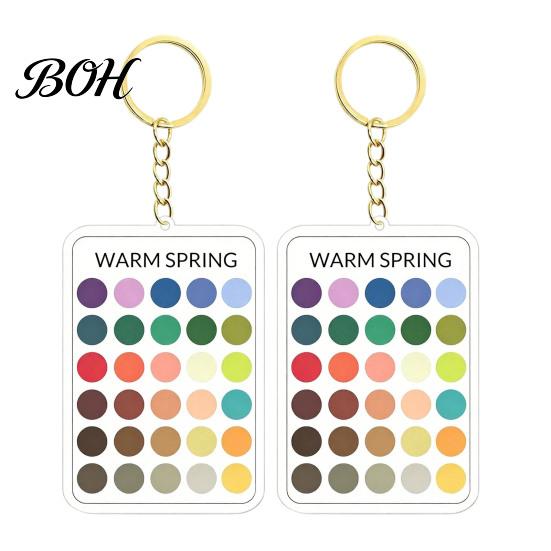 Makeup Color Guide 2Pcs Palette Keychain Pendant, Clear Acrylic Season Analysis Swatches Wardrobe Matcher Keychain, Card, Gifts for Fashion