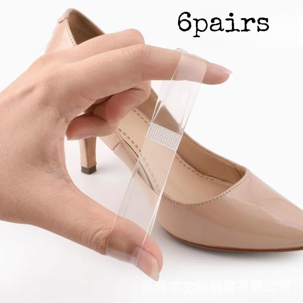 6pairs Lazy Adjustable Shoelaces Transparent Invisible Lace Silicone Non-heel Wear-resistant High-heeled Shoes Strap.