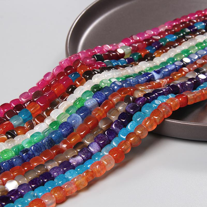 Natural Stone Square Cube Agates Beads Charm Loose Spacer Beads 6-8mm Jewelry Making Accessories Beadwork DIY Necklace Bracelets