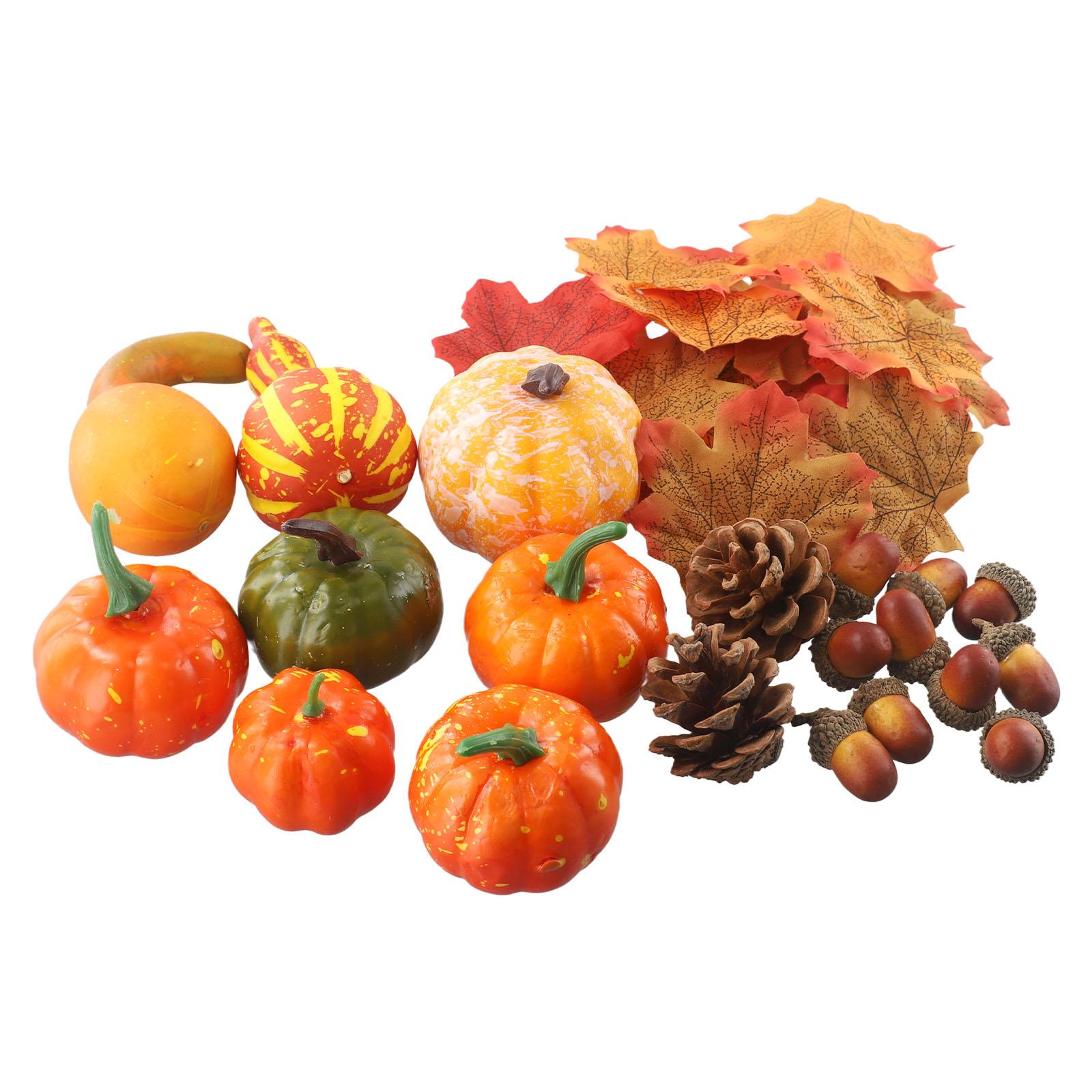 

New Practical Artificial Decor Decorations 50Pcs Autumn For Display For Home Maple Leaves Party Pinecones Pumpkin