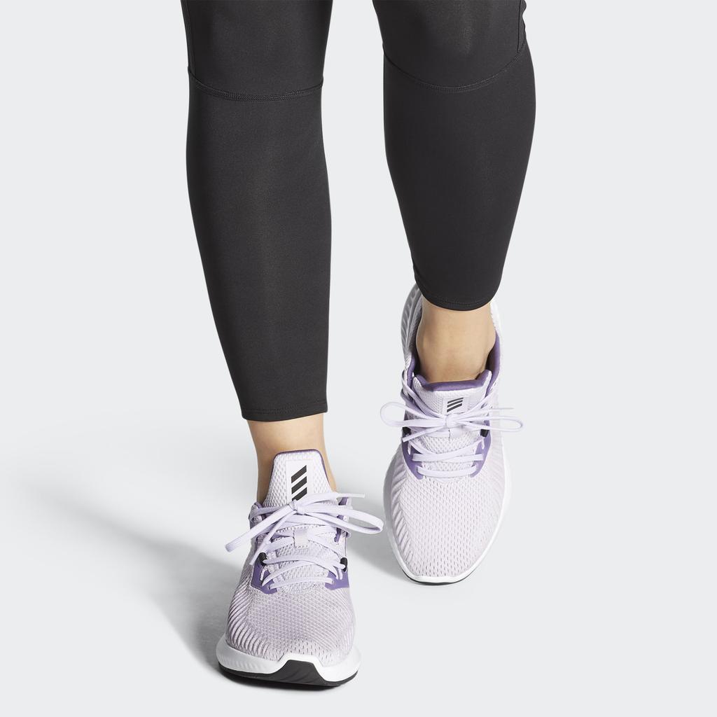 Adidas Alphabounce 3 Sports Fabric Non-Slip Wear-Resistant Low-Top Long Distance Running Shoes Women Sneakers Light-Purple EG1385