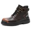Trend Boots Men's Lace-up Thick-soled Wear-resistant Work Boots Fashion Casual Leather Boots High-top Outdoor Motorcycle Boots