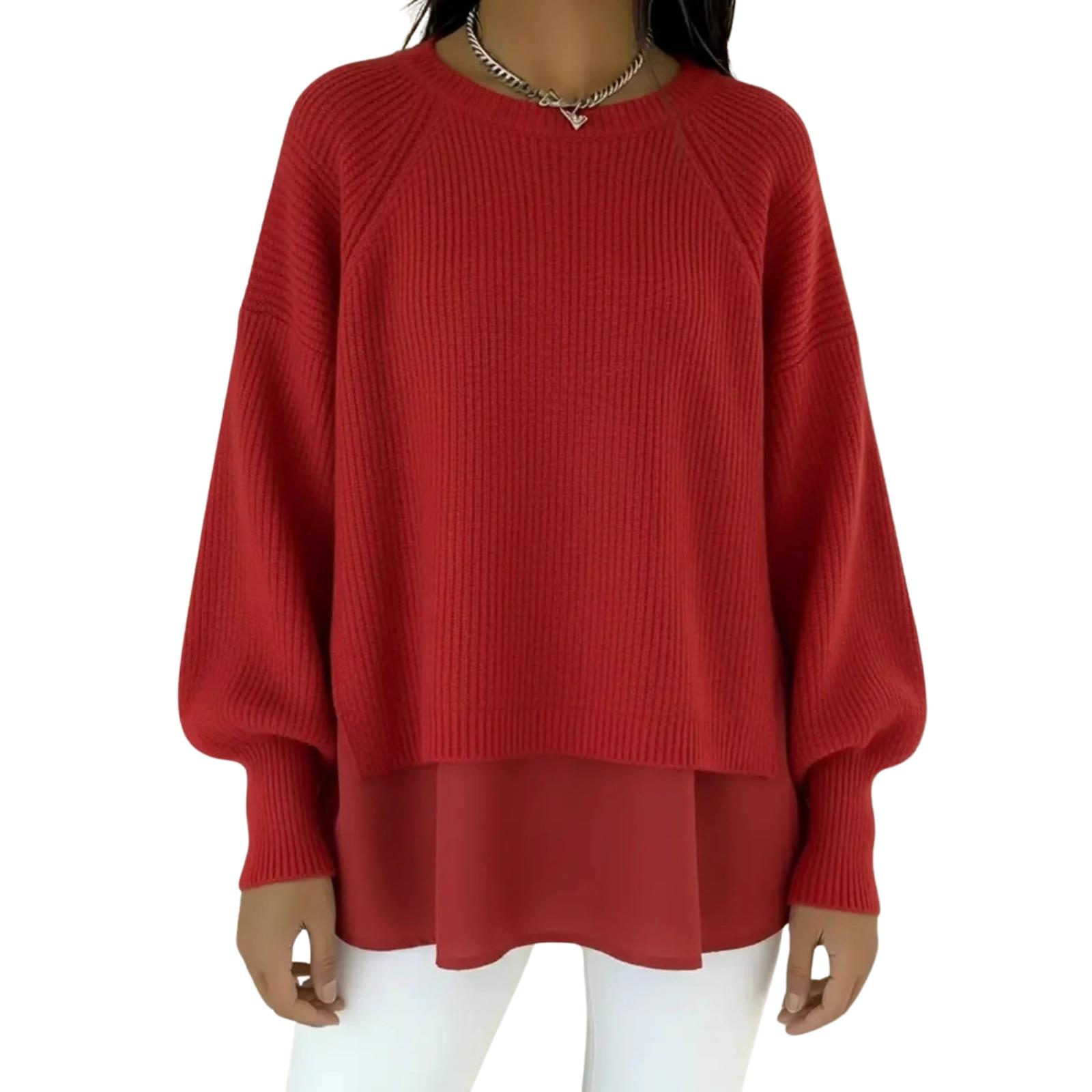 

Women s Casual Round-neck Sweater Top M винний