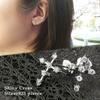 Shinjuku Gin No Kura Latin Cross Zirconia Stud Earrings, 2-Piece Set for Women, Sterling Silver 925 with Rhodium Plating, Simple and Basic Design
