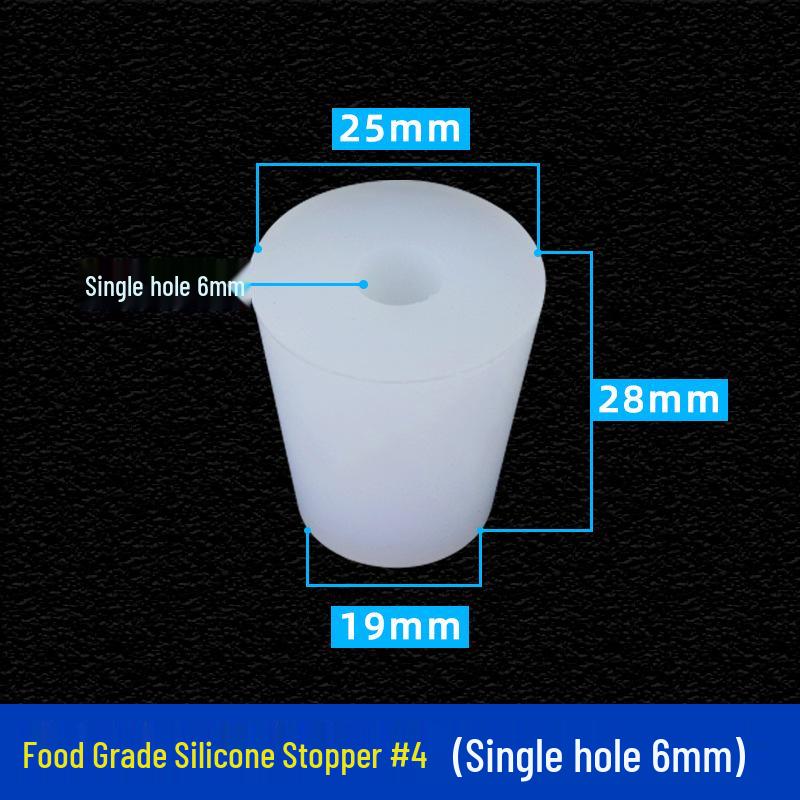 Hole-Punched Food Grade Silicone Stopper for Test Tubes, Bottles, and Water Pipes.