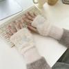 1Pair Warm Half Finger Gloves Can Write Students' Winter Touchscreen Gloves