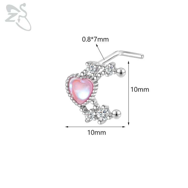 

ZS 1 шт. симпатичный пирсинг для носа с кристаллами CZ 20 г L-образный из нержавеющей стали в форме панка черного цвета, пирсинг ноздри в виде паука и летучей мыши Style 3-Silver