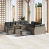 13-piece Garden Sofa Set with Grey Poly Rattan Cushions, 2-seater Garden Sofa with Storage 3364278