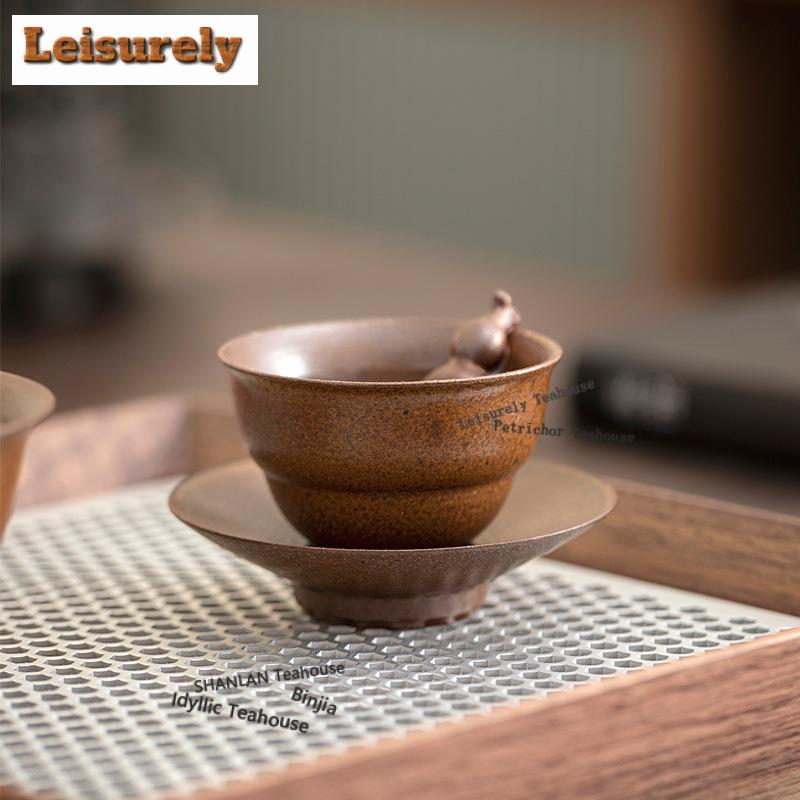 Sauce Glaze Gourd Teacup Zen Tea Bowl Single Cups Tea-tasting Meditation Cup Chazhan Master Cups Chinese Tea Set Ornaments Gift