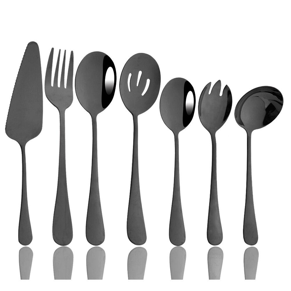 Zrcadlo Černé nádobí Sada příborů z nerezové oceli Vidlička na salát Lžíce Servis Lžíce Polévka Lžíce Lopatka na dort Kuchyňské nádobí Sada