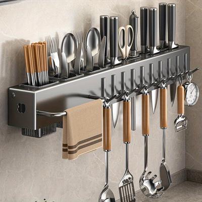 Portautensili da Cucina Montato a Parete - Design Salvaspazio per Cucchiai, Coltelli, Forchette e Bacchette Pieghevoli - Scolapiatti da Cucina Durevole, Porta Utensili