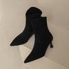 Women's High-heeled Short Boots Spring and Autumn Pointed-toed Thin-heeled Simple Large-size Short Boots