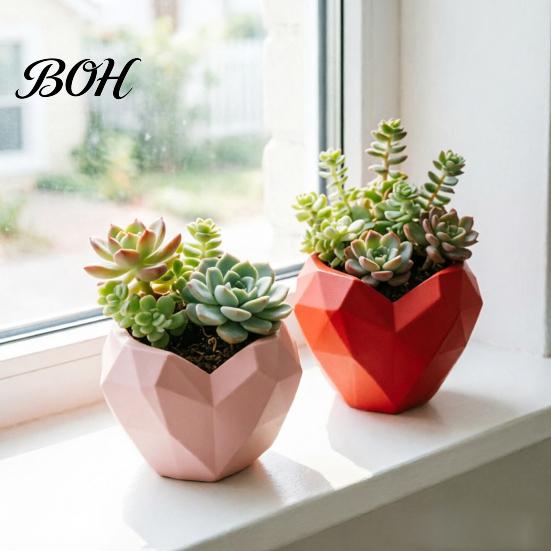 Fun Shaped Flower Pot Geometric Heart Shape Flowerpot, Decorative for Indoor Charming Plant Container Outdoor, Creative Love Planter Home Garden