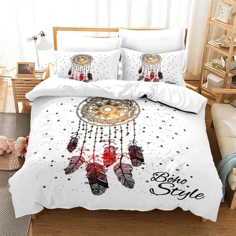 Luxury New 3D Print Dreamcatcher Duvet Cover Bohemia Mandala Feathers Bedding Set Microfiber Exotic Floral Cover King