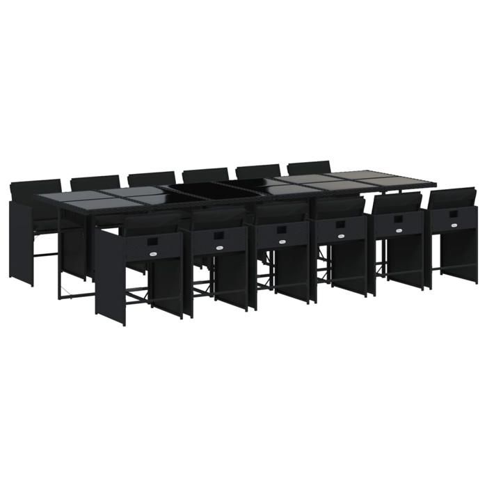 VidaXL 13-piece Garden Dining Set Cushions Black Braided Resin 3277890