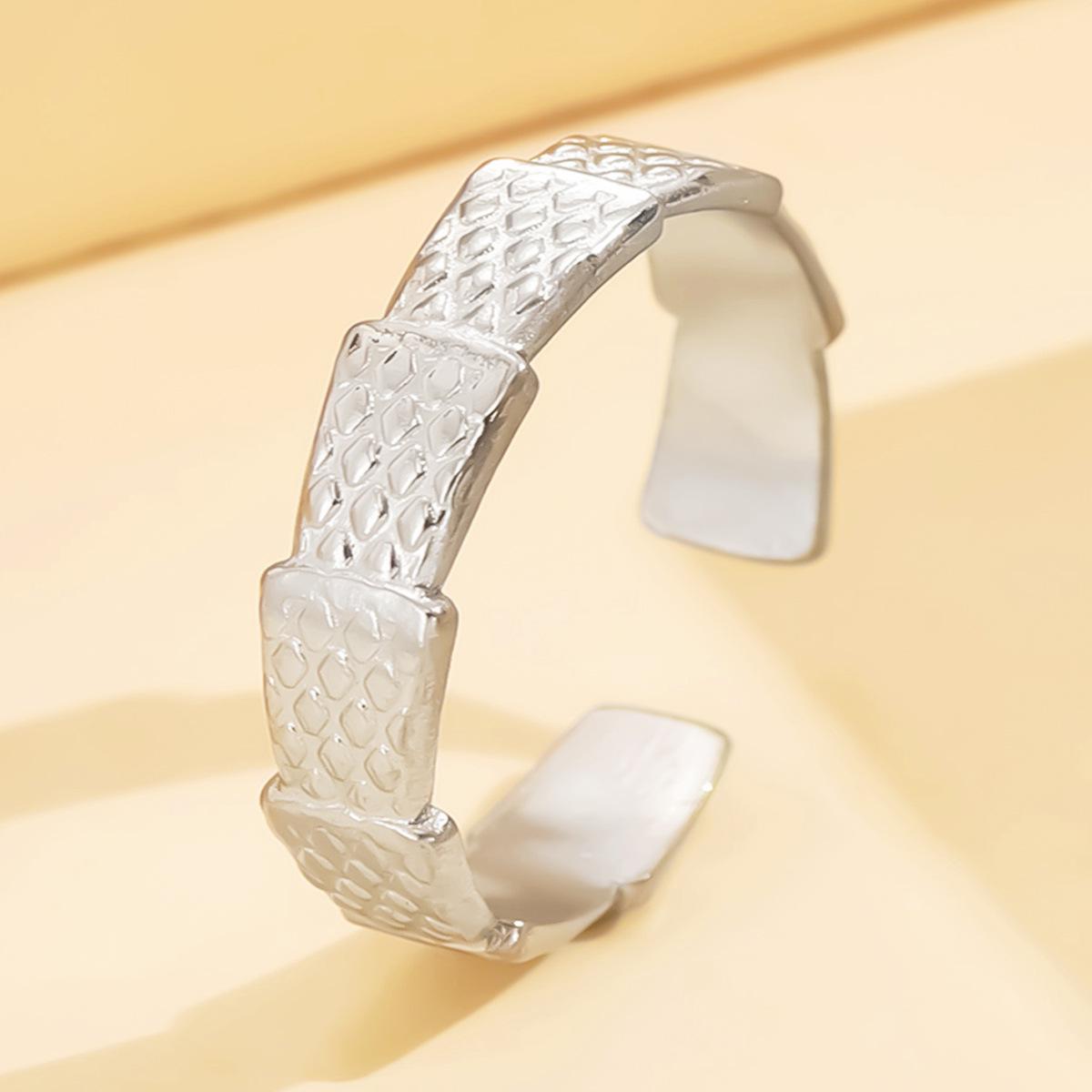 European-American Hip Hop Punk Rhombus Snake Tail Stainless Steel Adjustable Ring