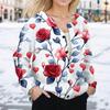 Women's Fashion Valentine's Day Printed Long Sleeve Cardigan Button Jacket