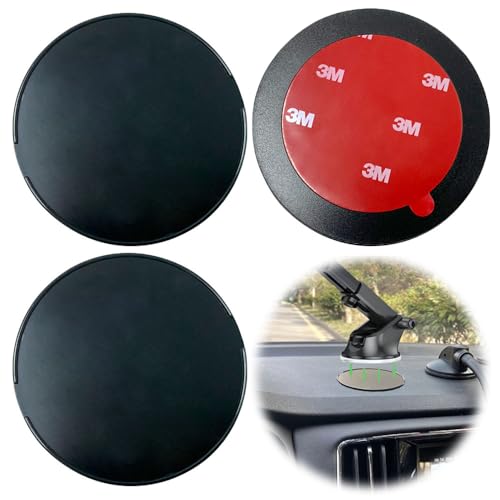 YIXINLYMY Suction Cup Base Dashboard Suction Cup Auxiliary Plate with 3M Adhesive Tape Strong Adhesive Portable Diameter 73/86mm Set of 3 (86mm)