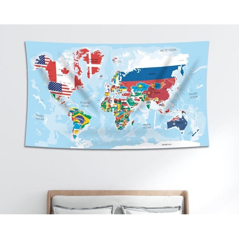 World map tapestry 75x100 чёрный
