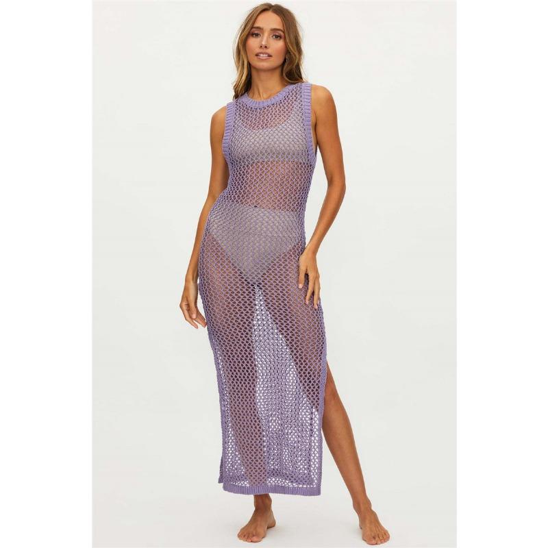 Abito Lungo Estivo da Donna Sexy con Schiena Scoperta e Traforato, Copricostume da Spiaggia per Vacanze al Mare