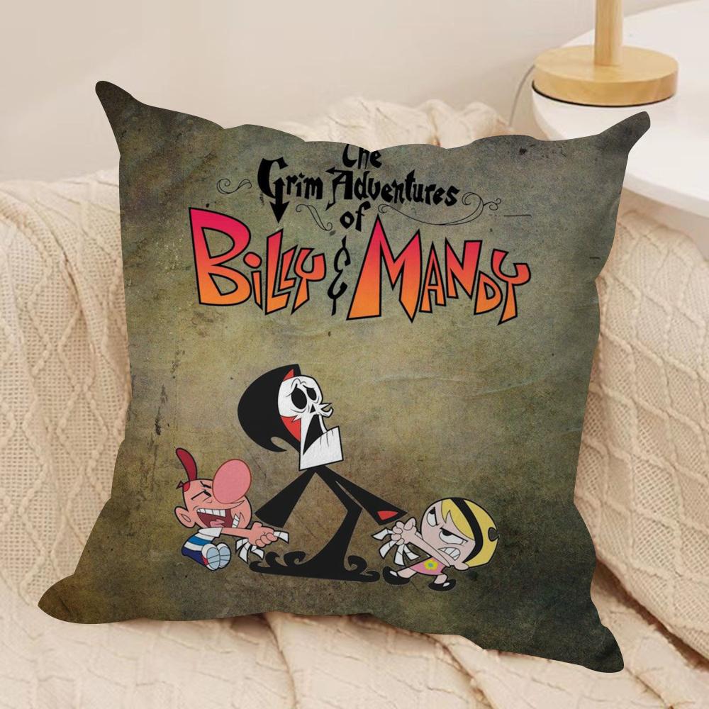 

B-Billy & Mandy sAdventure Cushion Cover Silky Short Plush Double-Sided Printed Pillow Case for Sofa All Seasons Home Decor Gift 30cmx30cm