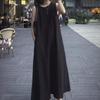 Solid Summer Sleeveless Dress Round Neck Open Back Long Dress Fashion Vocation Vest Dresses  Teens