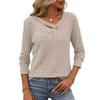Autumn/Winter Women's V-Neck Button T-Shirt