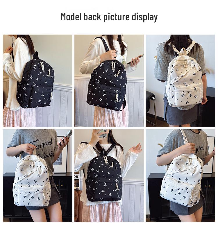 Women's Trendy Floral 3-Piece Backpack Set with Bow Print – Cute, Lightweight, and Versatile for Students