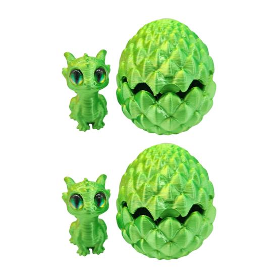 2Pcs 3D Printed Dragon Egg Figurine Movable Joints Dragon Figure Fidget Toy Dragon Egg with Articulated Dragon Inside Decoration Ornament