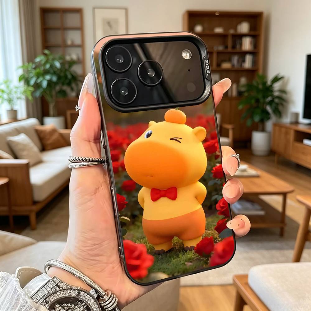 Lu lu C-Capybara Gfit  Phone Case For iPhone 17,16,15,14,13,12,11 Plus,Pro Max,XS,Colorful Silver Phone case Funda Cover iPhone17PRO